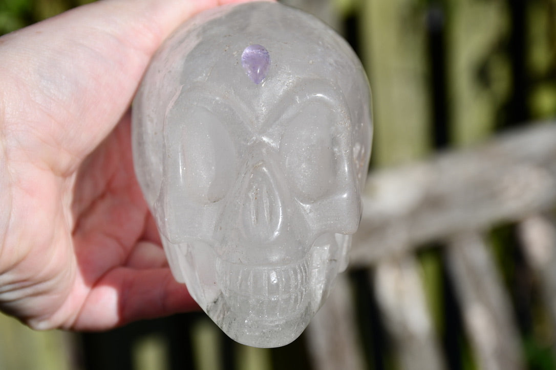 Clear quartz and amethyst elongated traveller
