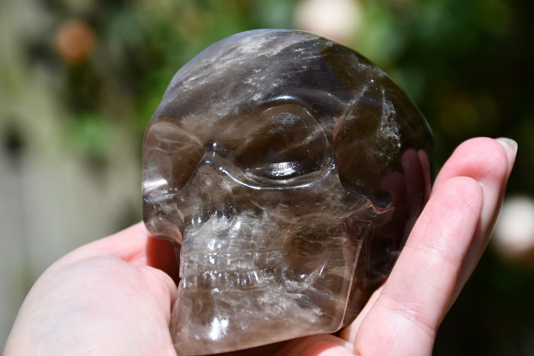 Smoky Quartz Skull carve