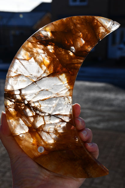 Hematoid quartz large crescent moon