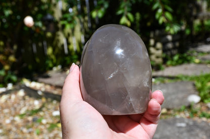 Smoky or blue rose quartz Madagascan style skull carve