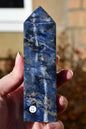 Sodalite and sunstone obelisk
