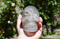 Smoky or blue rose quartz Madagascan style skull carve