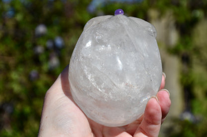 Clear quartz and amethyst starrie/traveller skull