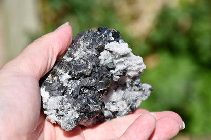 Black tourmaline and quartz cluster