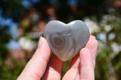pair grey agate hearts