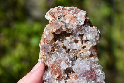Pink amethyst cluster with display stand