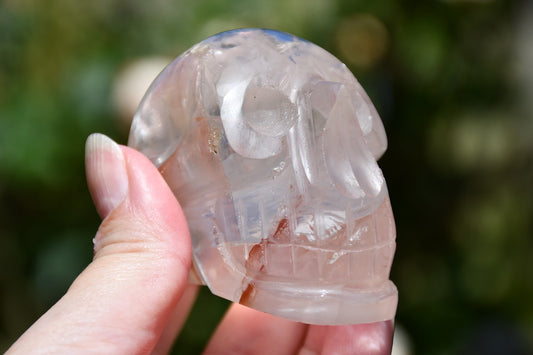 Phantom hematoid quartz either Nepalese (or Brazilian) skull carve