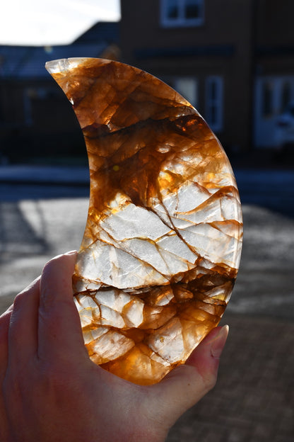 Hematoid quartz large crescent moon