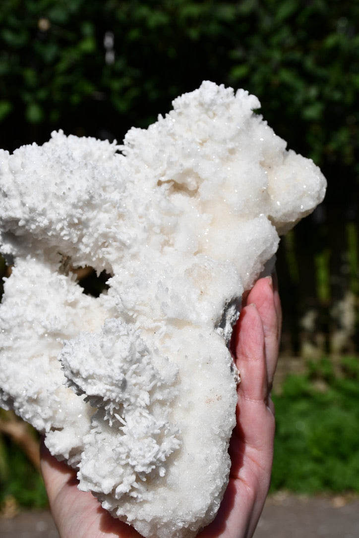 White aragonite cluster