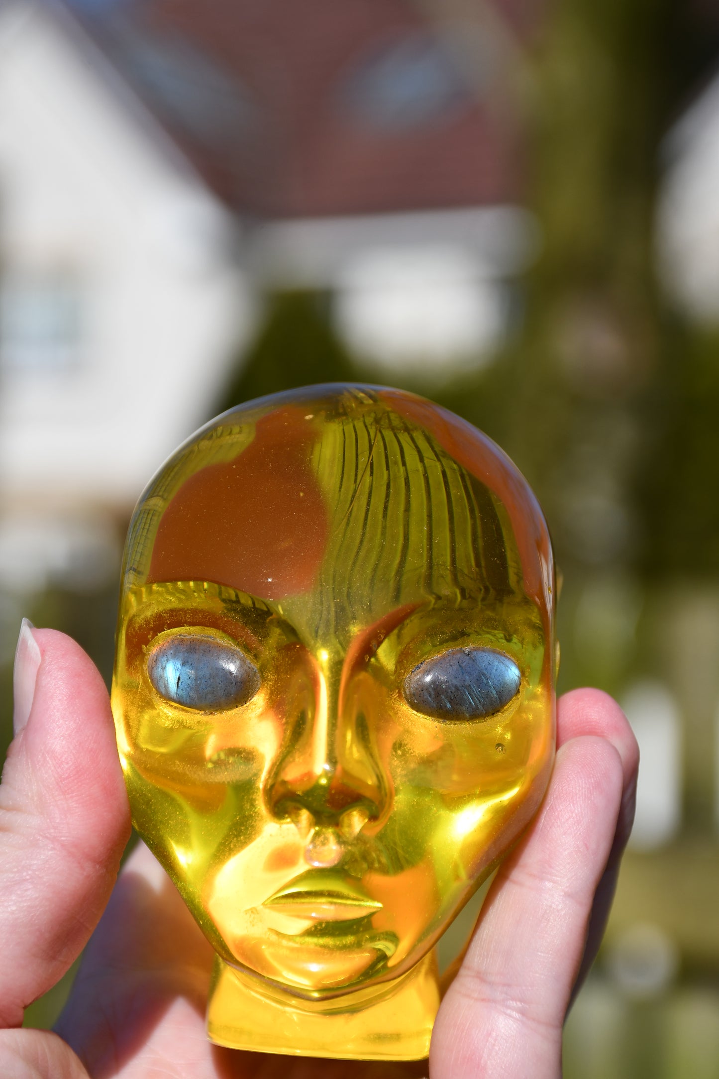 Yellow obsidian (man made) and labradorite star being /elfin