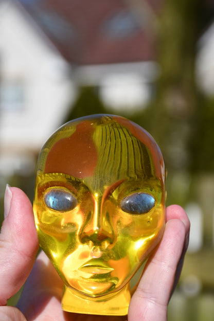 Yellow obsidian (man made) and labradorite star being /elfin