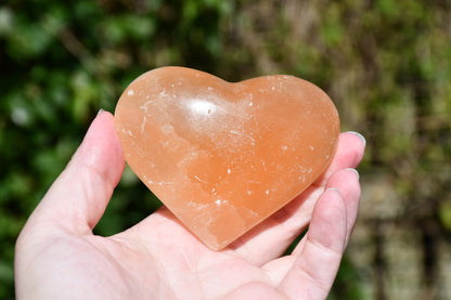 Peach selenite heart