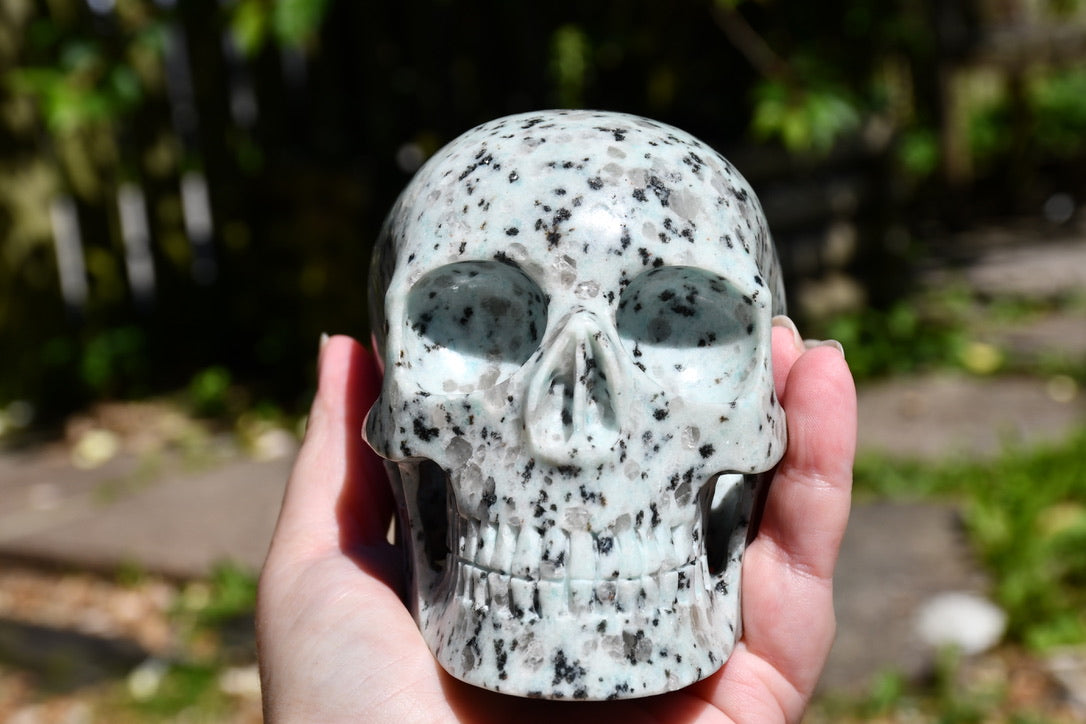 Kiwi jasper Mitchell Hedges inspired skull carve