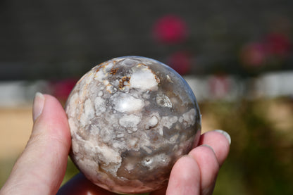 Flower agate sphere