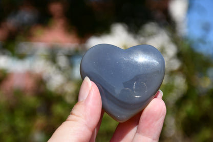 pair grey agate hearts