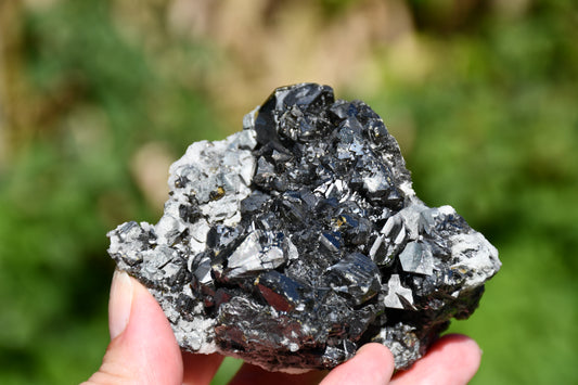 Black tourmaline and quartz cluster