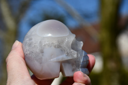 Chalcedony and druzy skull
