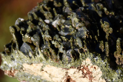 "Fairy forest" diopside and quartz cluster on matrix