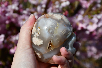 Flower agate skull