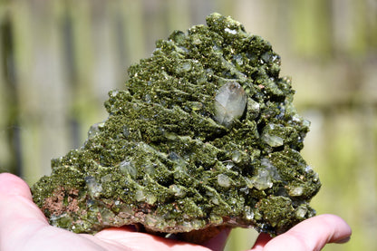 "fairy forest" epidote on quartz cluster