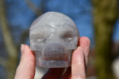 Chalcedony and druzy skull