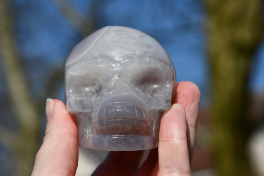 Chalcedony and druzy skull