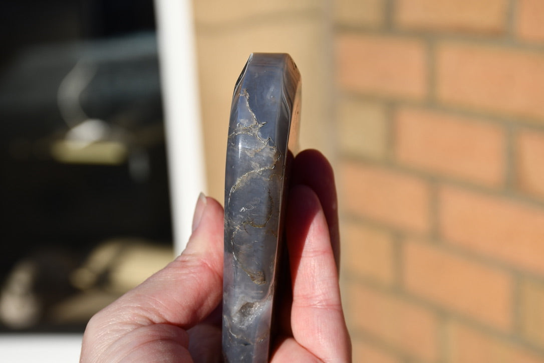 Moss agate/grey agate heart