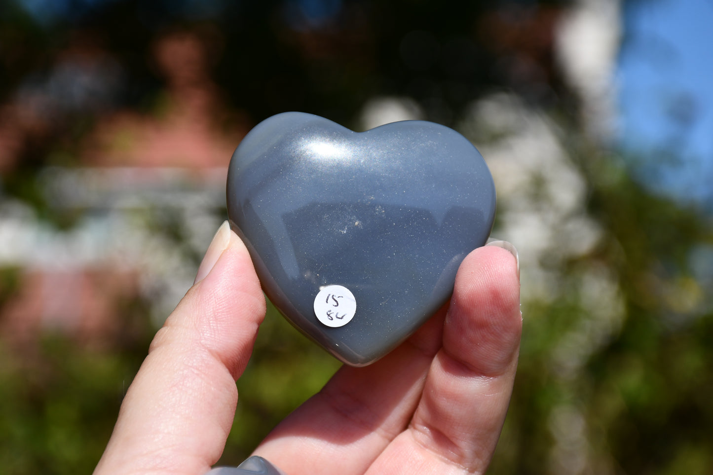 pair grey agate hearts