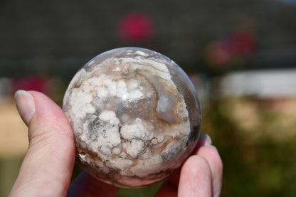 Flower agate sphere