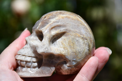 Moonstone and sunstone skull carve (larger)