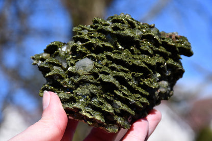 "fairy forest" epidote on quartz cluster