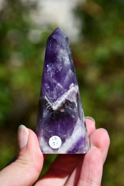 Chevron (smoky) amethyst obelisk