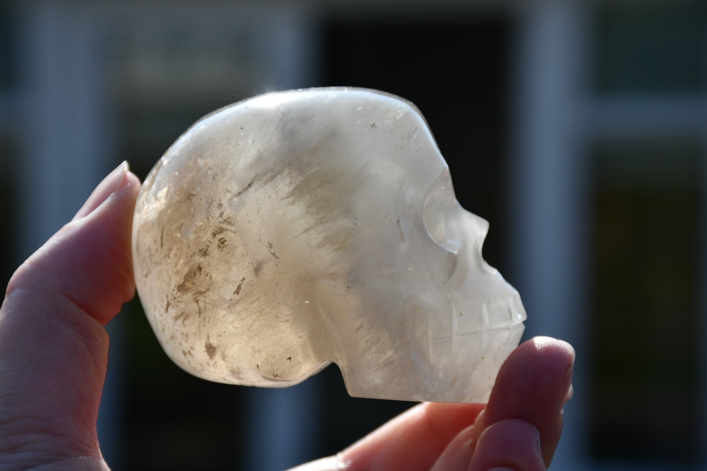 Smoky quartz skull