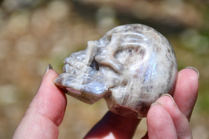 Moonstone and sunstone skull carve (small)