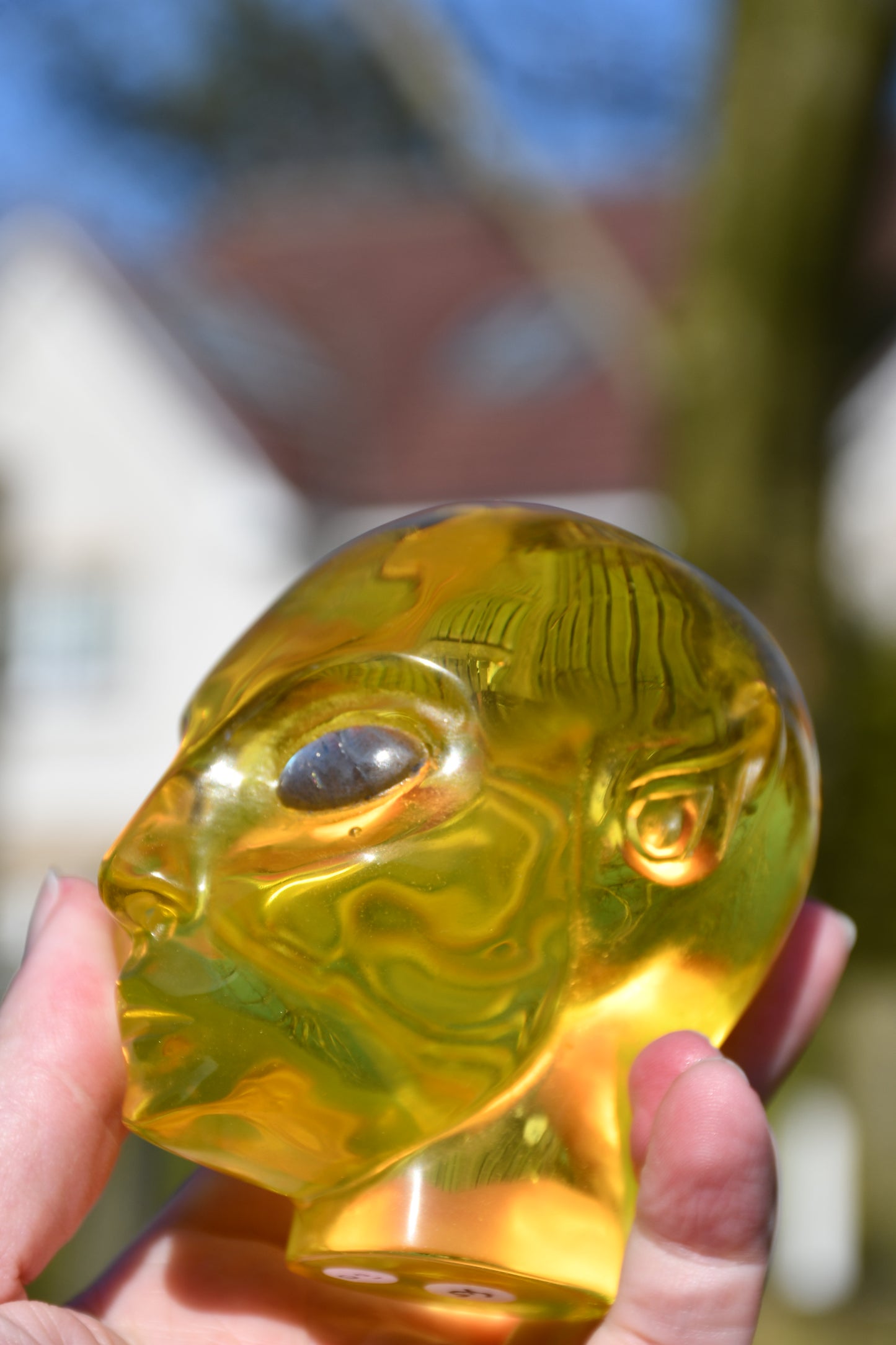 Yellow obsidian (man made) and labradorite star being /elfin