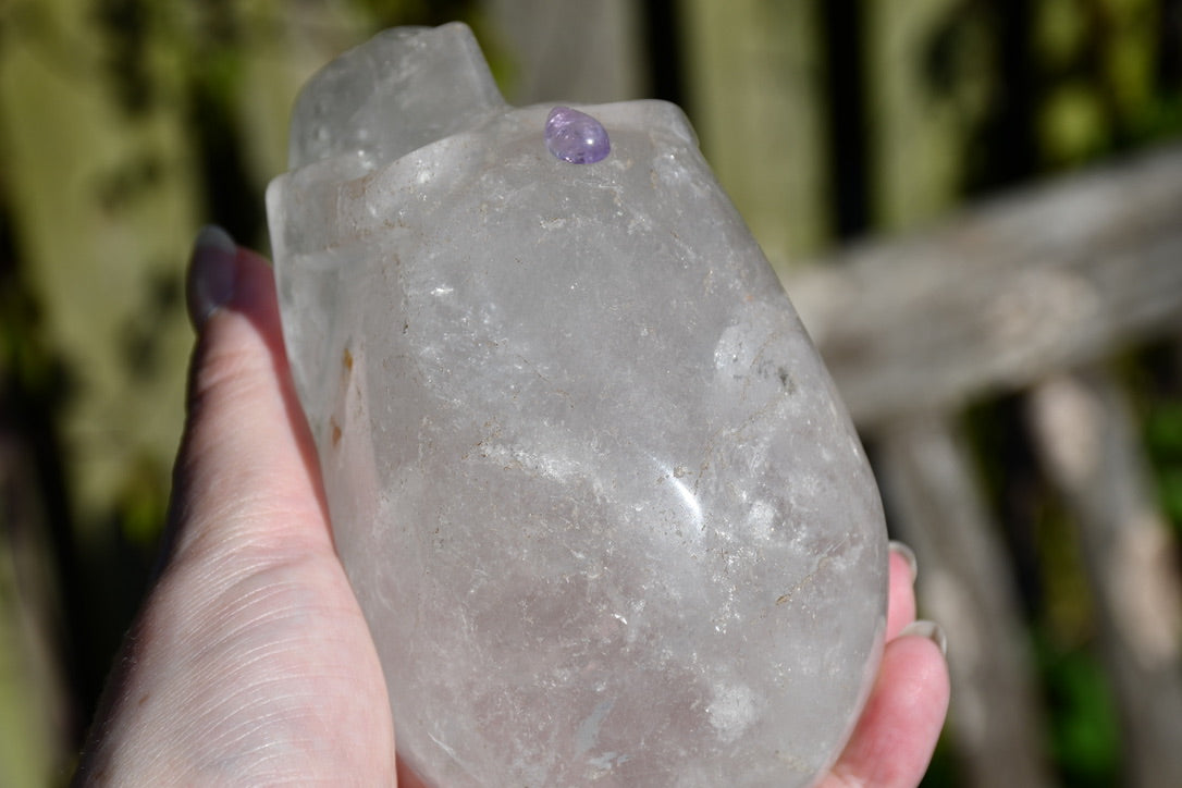 Clear quartz and amethyst elongated traveller