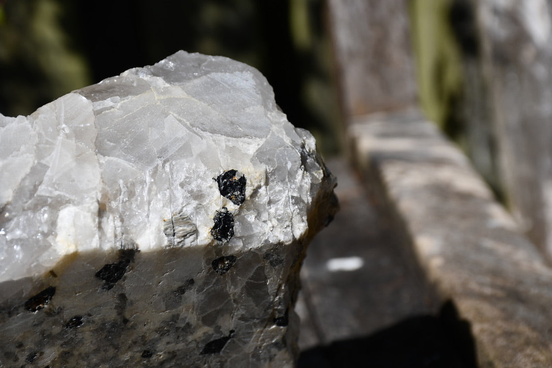 Himalayan quartz cluster with black tourmaline and mica