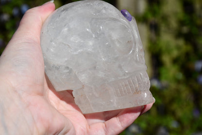 Clear quartz and amethyst starrie/traveller skull
