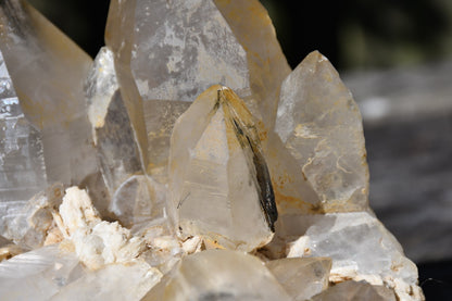 Himalayan quartz cluster with black tourmaline and mica