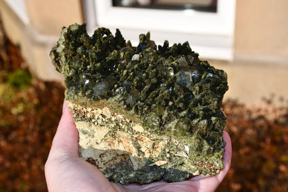 "Fairy forest" diopside and quartz cluster on matrix