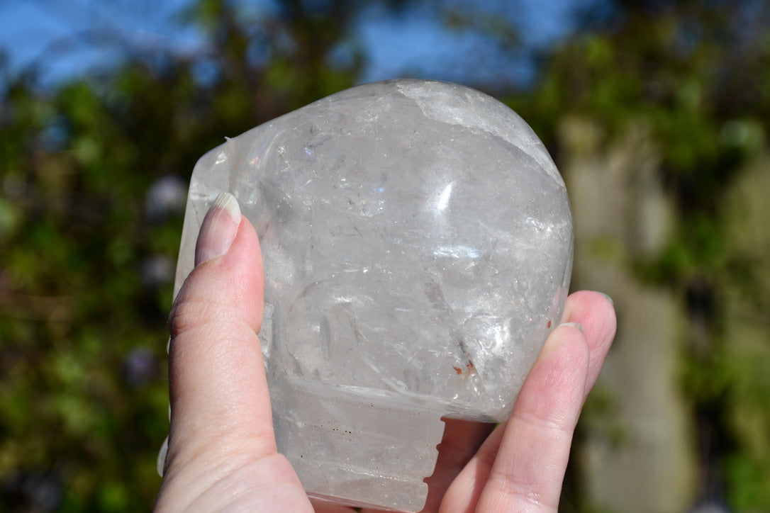 Clear quartz and amethyst starrie/traveller skull