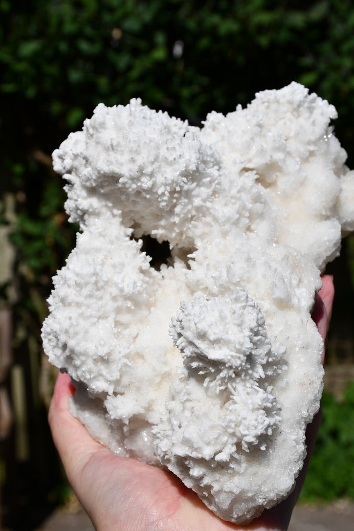 White aragonite cluster