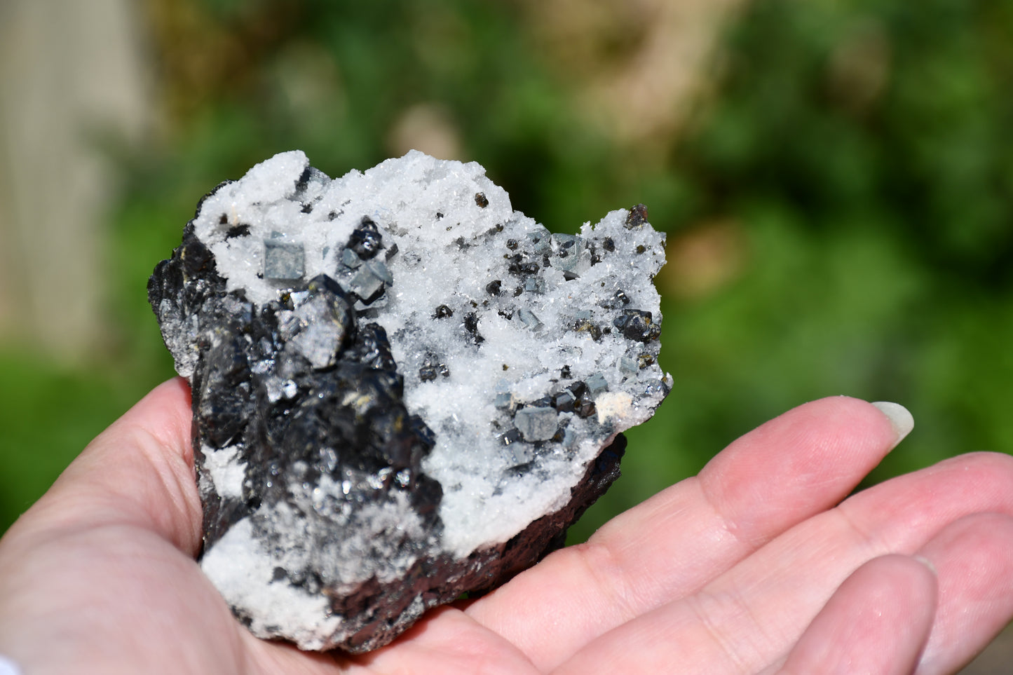 Black tourmaline and quartz cluster