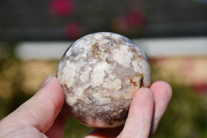 Flower agate sphere