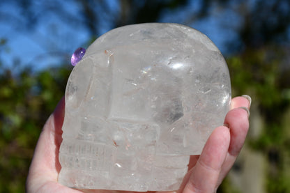 Clear quartz and amethyst starrie/traveller skull