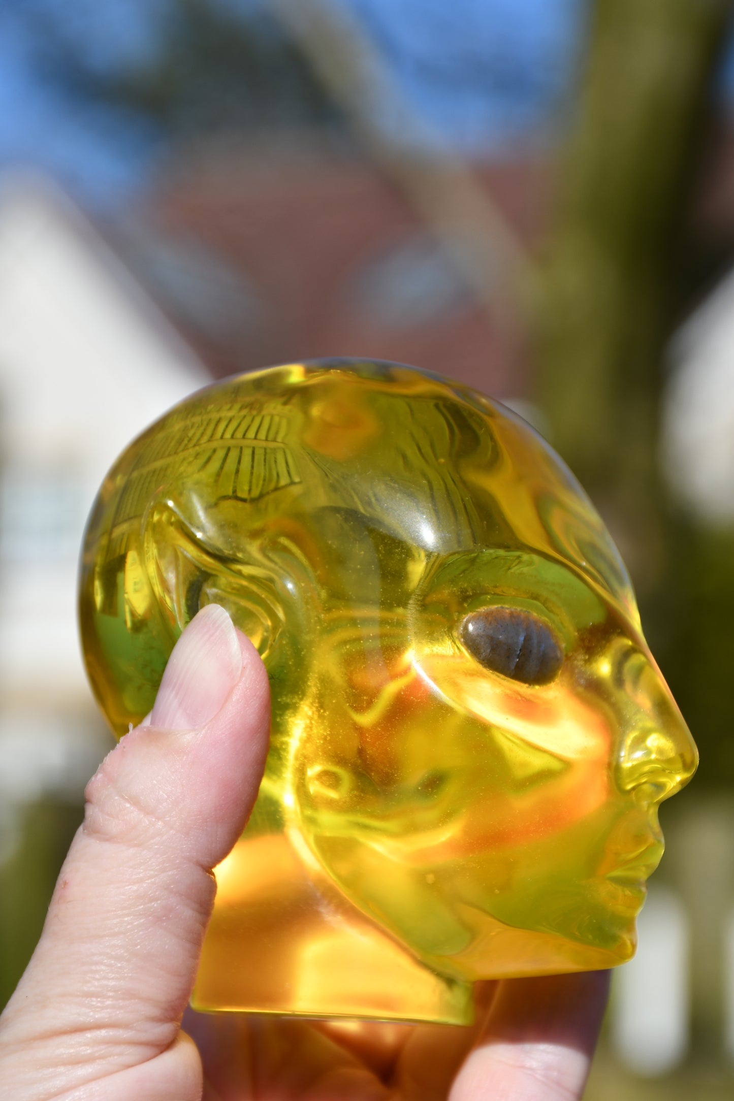 Yellow obsidian (man made) and labradorite star being /elfin