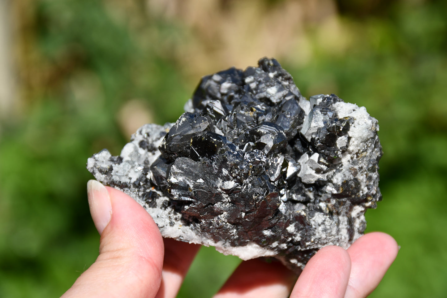Black tourmaline and quartz cluster