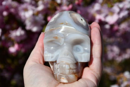 Flower agate skull