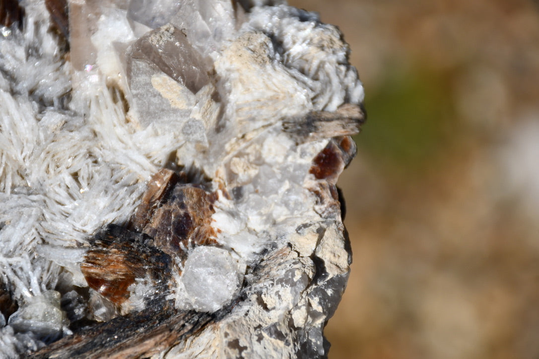 Himalayan quartz, topaz, calcite, smoky quartz and mica cluster