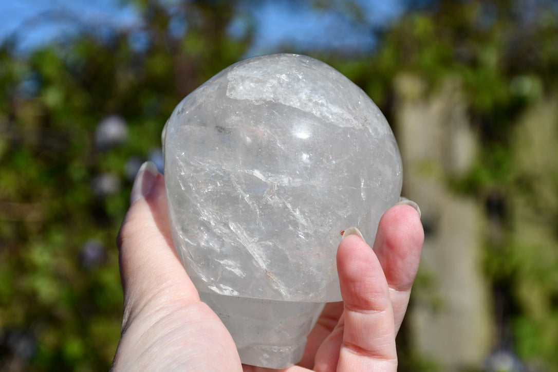 Clear quartz and amethyst starrie/traveller skull